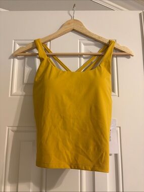 Brand New Mustard Yellow Double-Strap Workout Top for Women